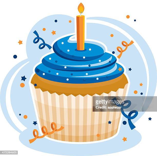 birthday cupcake - candle stock illustrations