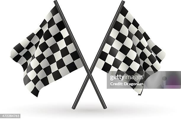 karierte flags - zielflagge stock-grafiken, -clipart, -cartoons und -symbole