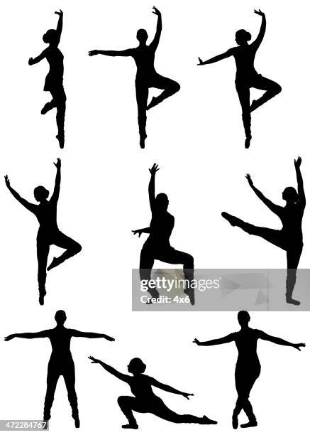 stockillustraties, clipart, cartoons en iconen met professional ballerina practicing dance moves - ballet shoe