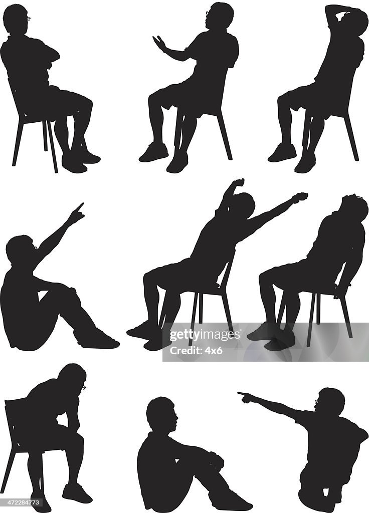 Silhouette males sitting