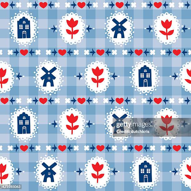 delft blue pattern swatch - typical dutch stock illustrations