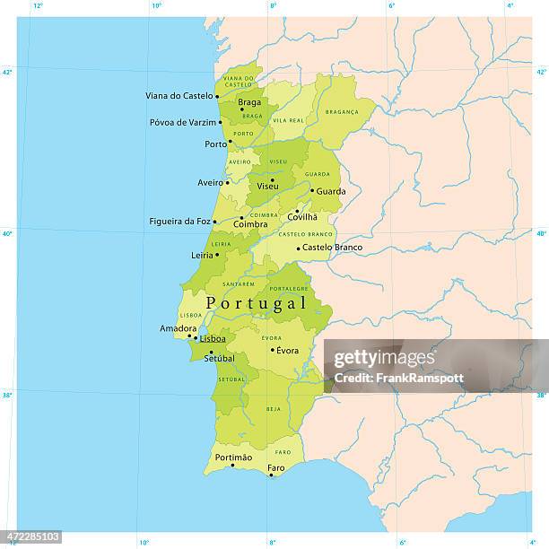 stockillustraties, clipart, cartoons en iconen met portugal vector map - faro