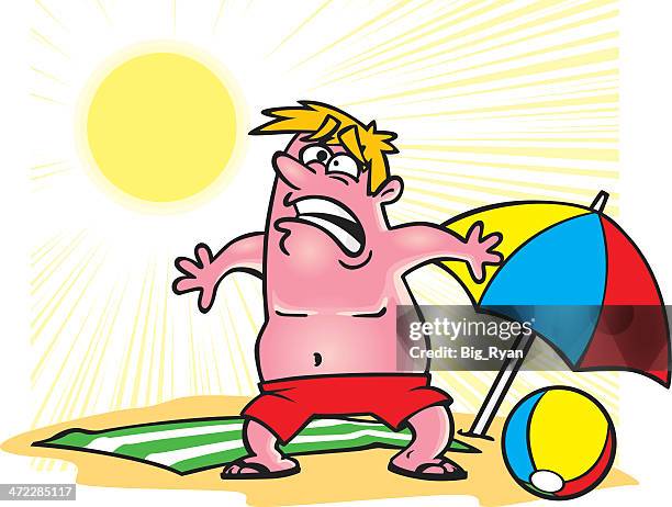 ilustraciones, imágenes clip art, dibujos animados e iconos de stock de quemaduras de sol - cartoon cancer