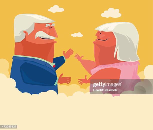 old couple - overweight couple stock illustrations