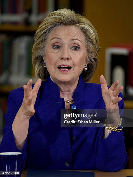 Democratic presidential candidate and former U.S. Secretary of State Hillary Clinton speaks at Rancho High School on May 5, 2015 in Las Vegas,...