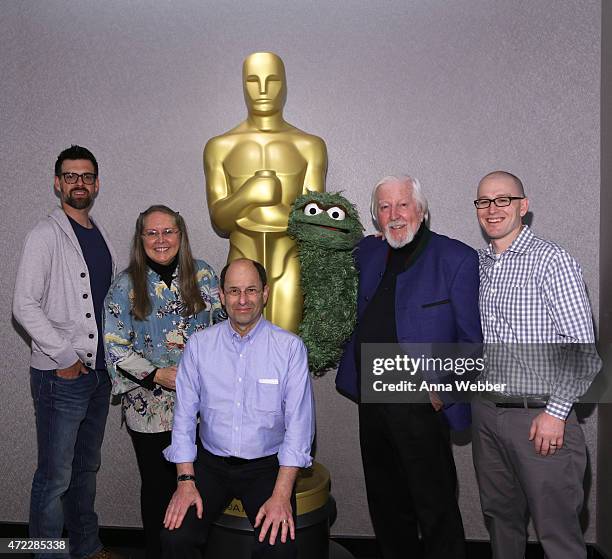 Director Chad Walker, Debra Spinney, Brian Rose, Cartoonist Caroll Spinney and Director Dave LaMattina attend The Academy Of Motion Picture Arts And...