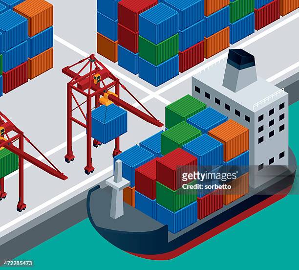 shipping and logistic industry - harbour stock illustrations