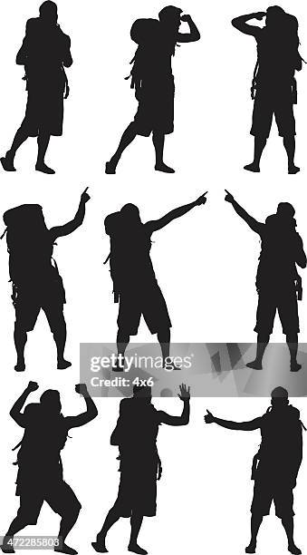 hikers - shielding eyes stock illustrations