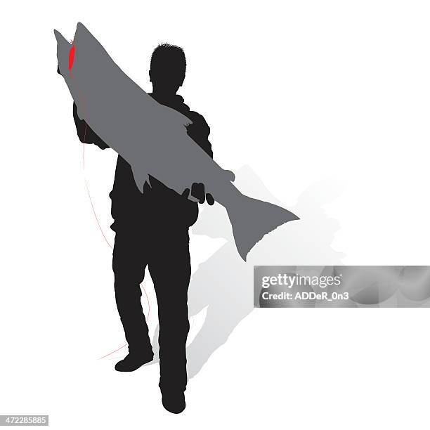 trophy chinook silhouette - trout stock illustrations