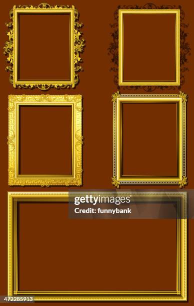 ornate frame set - gold frame stock illustrations