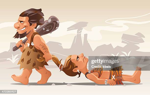 steinzeit romantik - neandertaler stock-grafiken, -clipart, -cartoons und -symbole