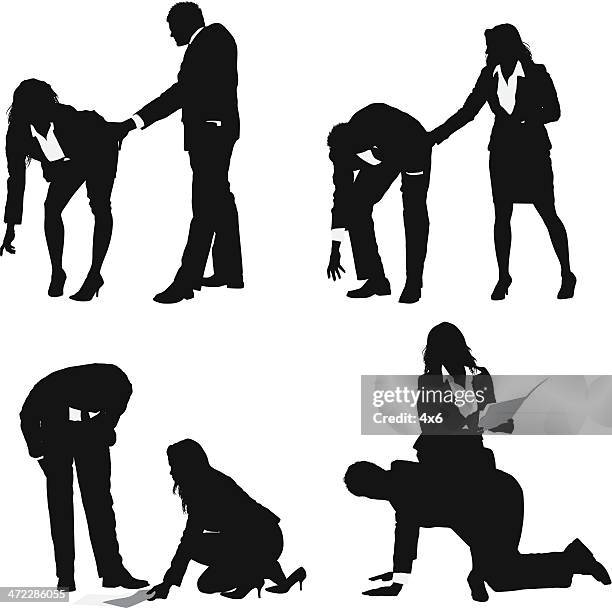 sexual harassment in office - man in suit leaning over stock illustrations