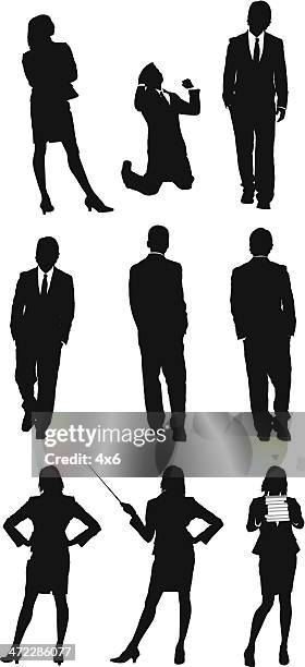business executives in different poses - hands in pockets vector stock illustrations