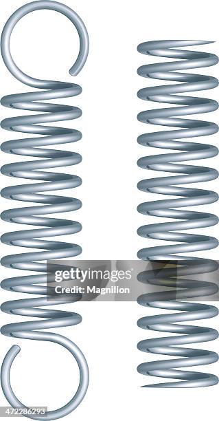 stockillustraties, clipart, cartoons en iconen met two metal springs - veer gefabriceerd object