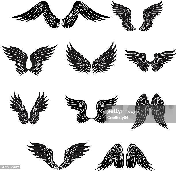 illustrations, cliparts, dessins animés et icônes de ensemble d'ailes de poulet - pochoir