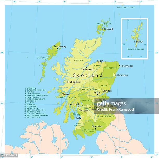 ilustrações de stock, clip art, desenhos animados e ícones de vetor mapa da escócia - grampian   scotland