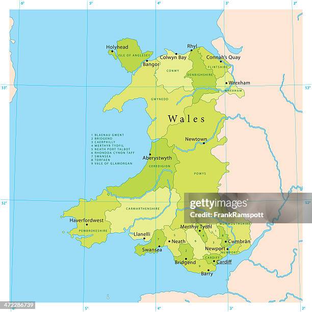 wales vektor-karte - wales stock-grafiken, -clipart, -cartoons und -symbole