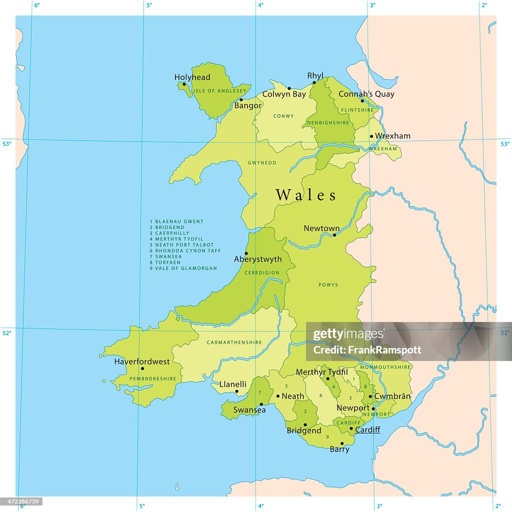 Vetor Mapa de Gales