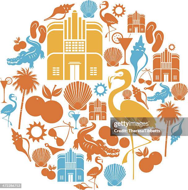 stockillustraties, clipart, cartoons en iconen met florida icon montage - internationaal monument