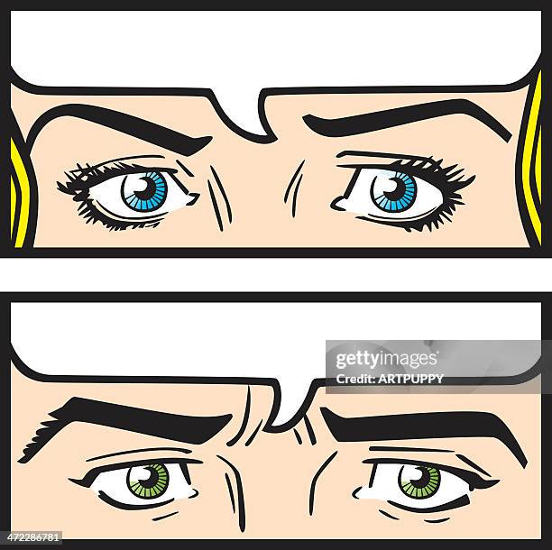 comic eyes - couple staring stock illustrations