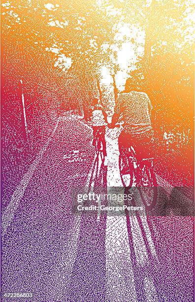 stockillustraties, clipart, cartoons en iconen met bike path - woman summer sport outside