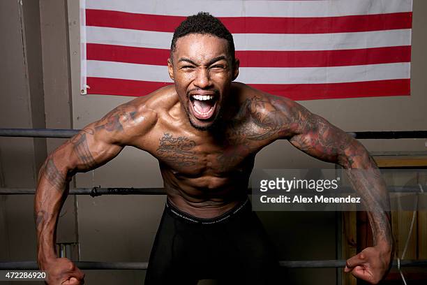 Boxer Willie Monroe Jr. Poses at the Winter Haven Boxing Gym on May 5, 2015 in Winter Haven, Florida. Monroe will challenge middleweight world...