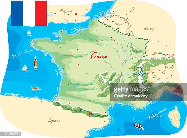 illustrazioni stock, clip art, cartoni animati e icone di tendenza di mappa di francia - tours france