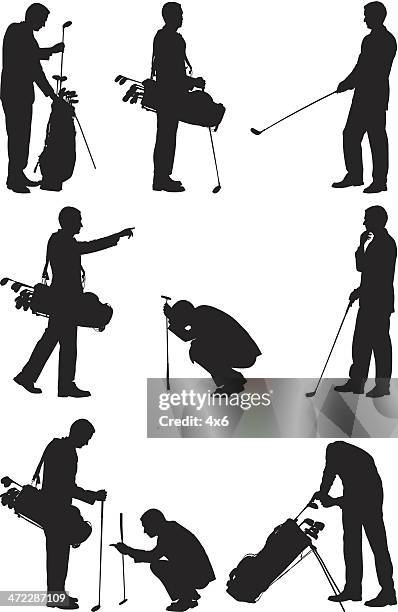 golf player - walking studio shot stock illustrations