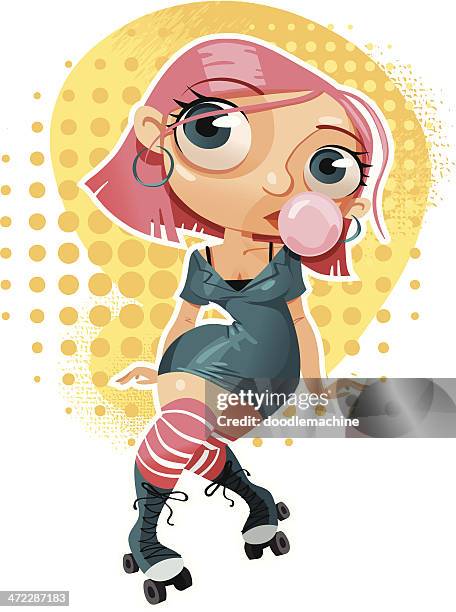 rollerchick - rollschuhlaufen stock-grafiken, -clipart, -cartoons und -symbole