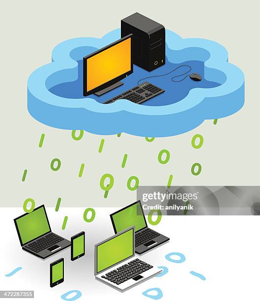 cloud computing - virtual screen sharing stock illustrations