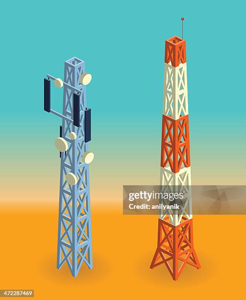 ilustrações, clipart, desenhos animados e ícones de de comunicação towers - torre de comunicações