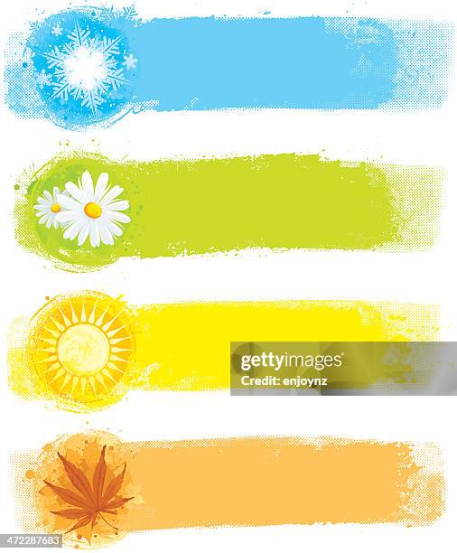 four seasonal paint strips - four seasons stock illustrations