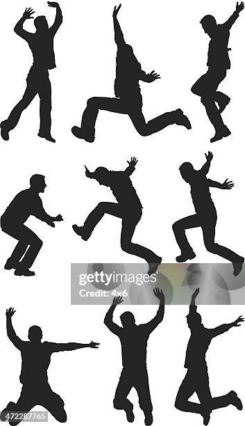 stockillustraties, clipart, cartoons en iconen met multiple images of a man jumping - alleen volwassenen