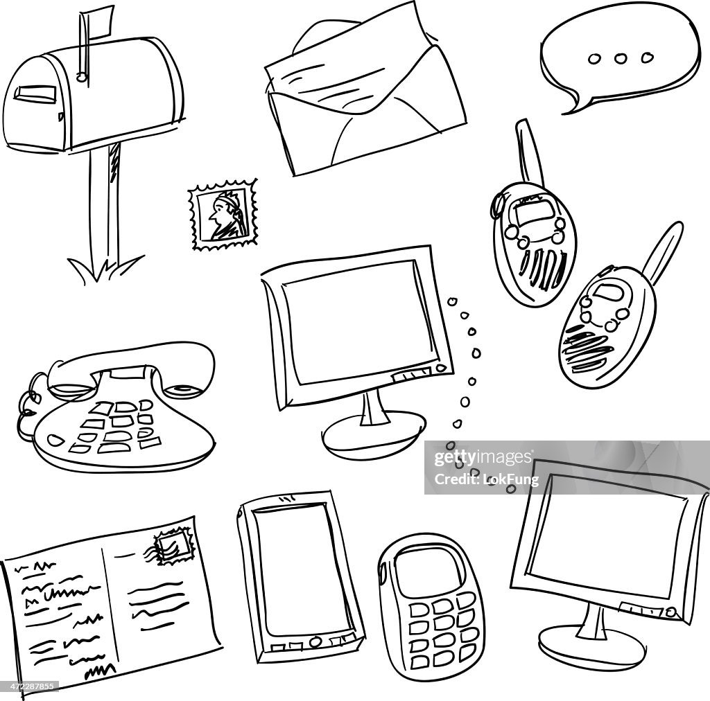 Communication media collection in black and white