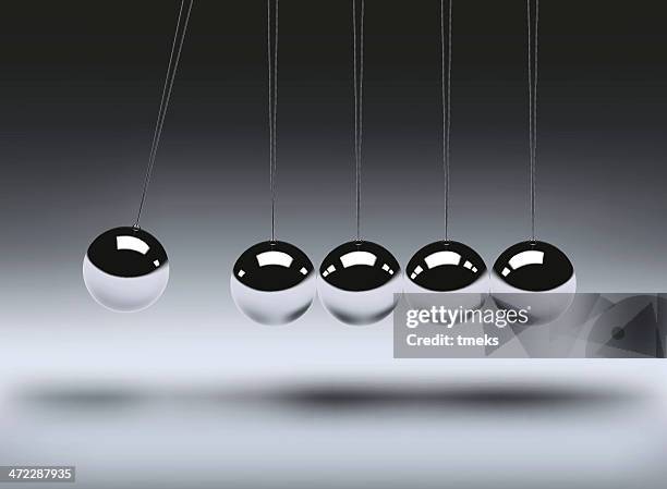 balancing balls newton's cradle - desk toy stock illustrations