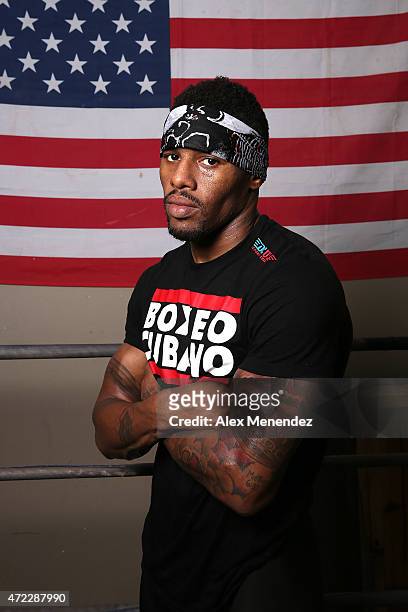 Boxer Willie Monroe Jr. Poses at the Winter Haven Boxing Gym on May 5, 2015 in Winter Haven, Florida. Monroe will challenge middleweight world...