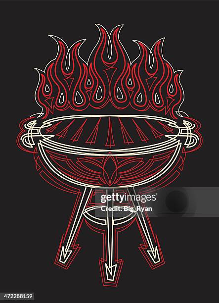 pinstriped bbq - hibachi stock illustrations