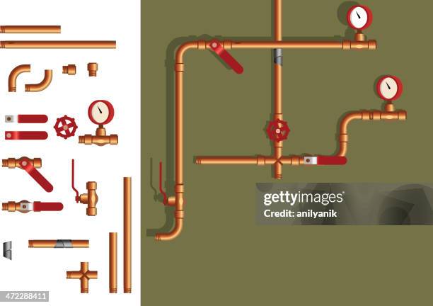 illustrazioni stock, clip art, cartoni animati e icone di tendenza di elementi di condotte - valvola