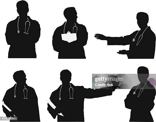 ilustraciones, imágenes clip art, dibujos animados e iconos de stock de varias imágenes de un médico - bata de laboratorio