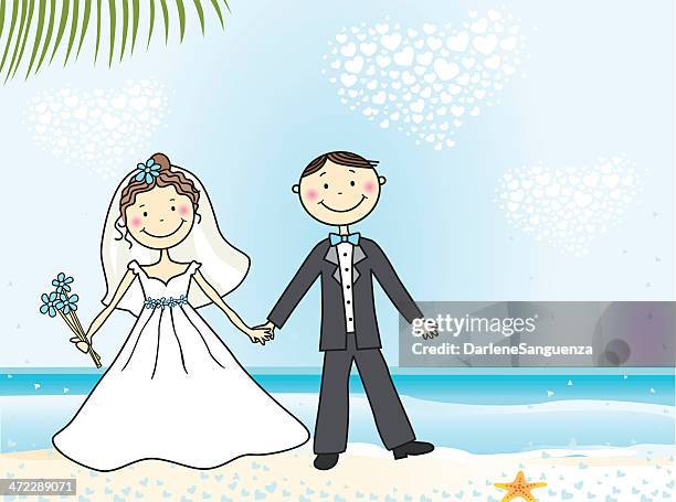 beach wedding - bridegroom stock illustrations