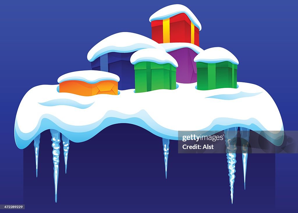 Six boxes in snow