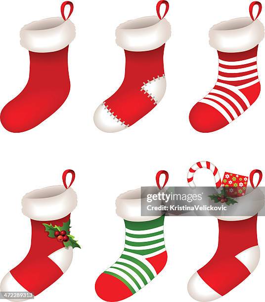 weihnachts-socken - christmas stocking stock-grafiken, -clipart, -cartoons und -symbole
