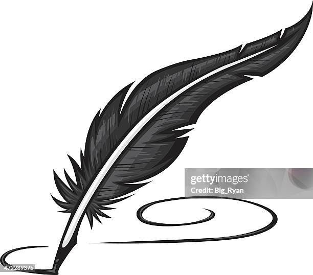 detailed feather pen - quill pen stock illustrations