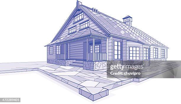 residential haus skizze chalet - home exterior stock-grafiken, -clipart, -cartoons und -symbole