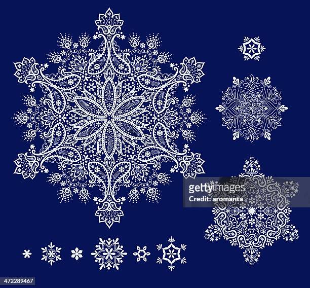 snowflakes set - intricacy stock illustrations