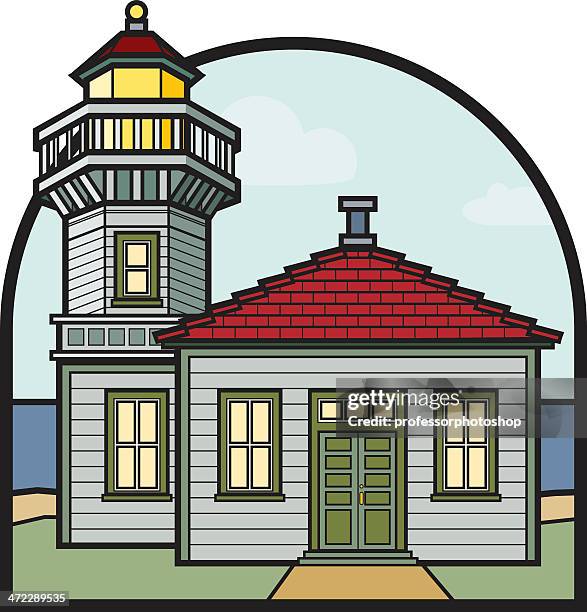 lighthouse - cape disappointment lighthouse stock illustrations