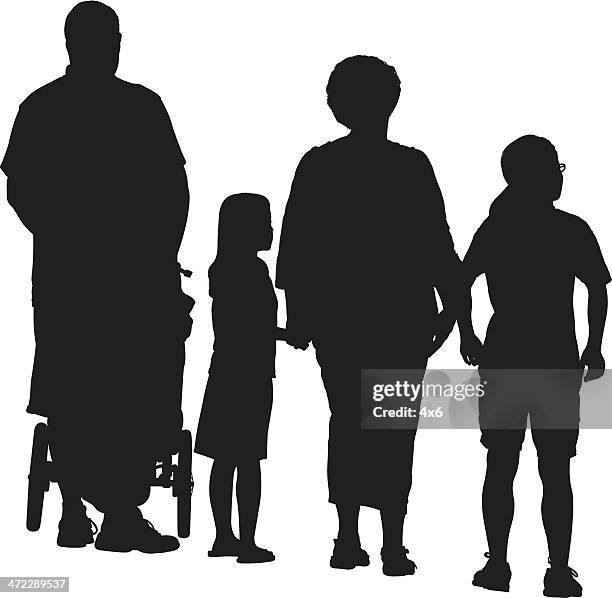 parents on a walk with their - small group of people stock illustrations