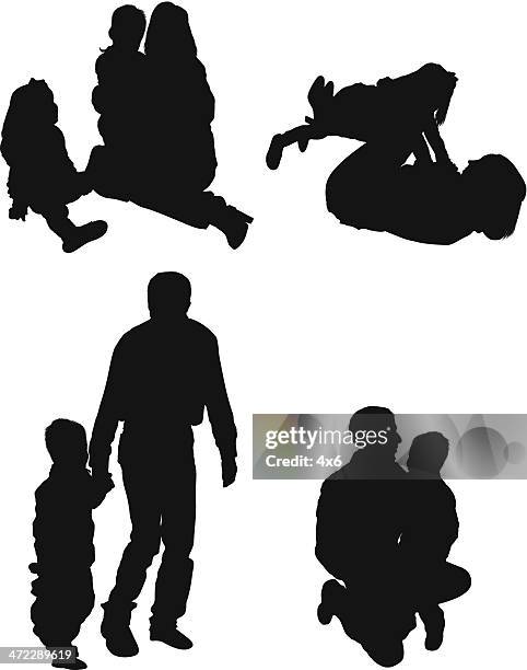parents with their children - baby lying on back stock illustrations