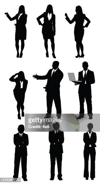 silhouette of business executives - businesswoman presenting stock illustrations
