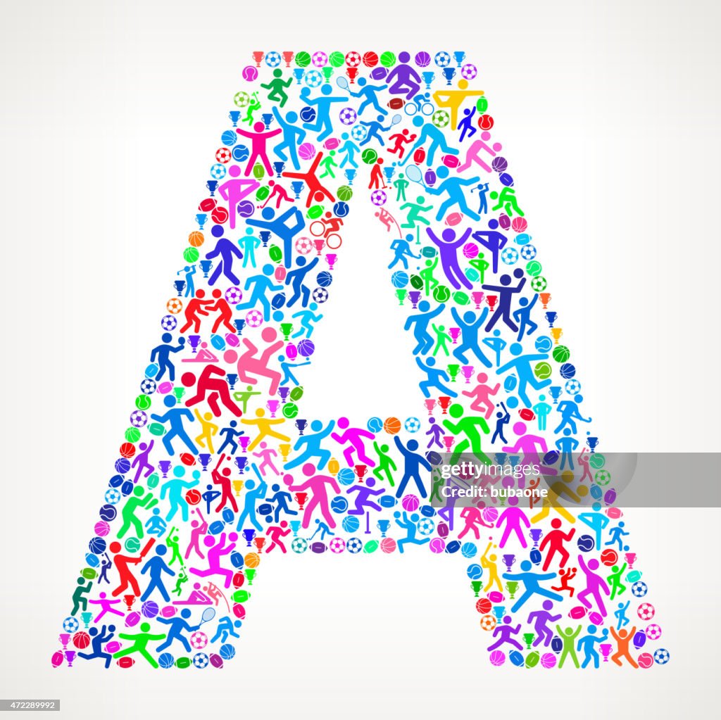 Letter A Fitness Sports and Exercise pattern vector background